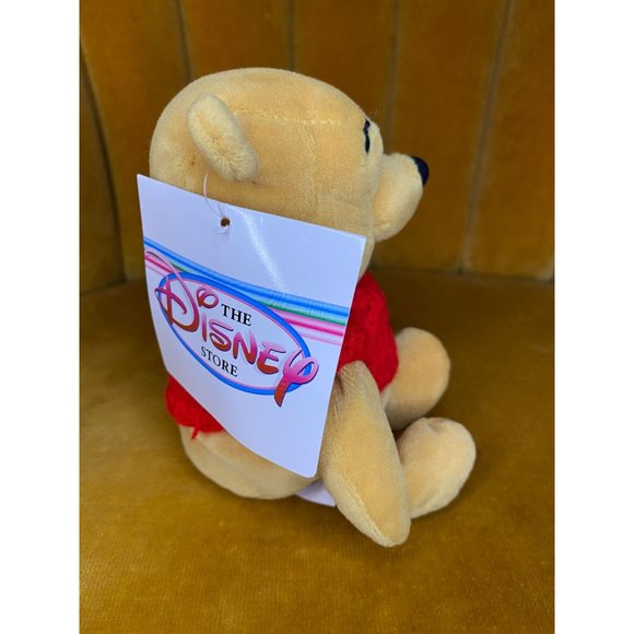 DISNEY POOH with RED Knit SWEATER and White Heart - Mini Bean Bag 8" - NWT - Picture 2 of 8